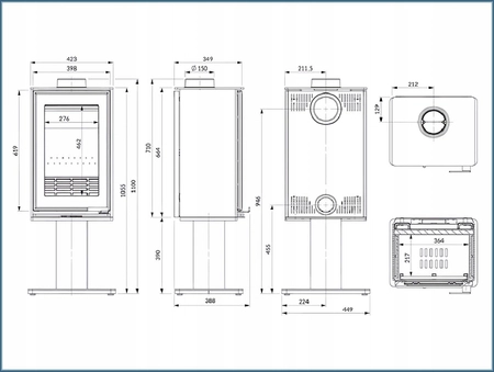 Piec wolnostojący stalowo żeliwny 9,5 kW KAWMET VENUS S16 Leg ECO