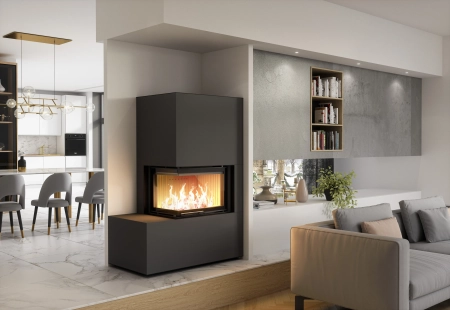 Wkład kominkowy powietrzny narożny lewy gilotyna Hajduk SMART 2LXTh