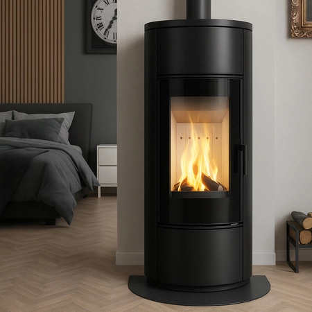 Piec kominkowy wolnostojący moc 9 kW Eko Defro Extento F Przyłącze Zestaw