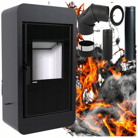 Piec kominkowy wolnostojący stalowy o mocy 6 kW Defro Pico Przyłącze Zestaw