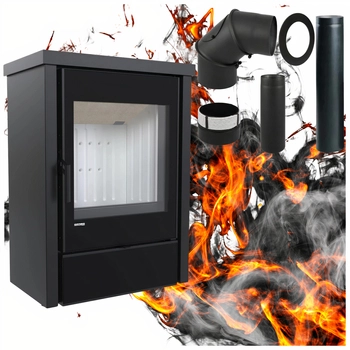 Piec kominkowy wolnostojący stalowy 9,8 kW Defro Della Przyłącze Zestaw