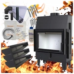 Kominek wkład prosty Defro Home Impuls SM i zestaw do montażu zabudowy