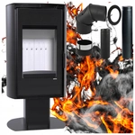 Piec kominkowy wolnostojący stalowy moc 9 kW Defro DEA TOP Przyłącze Zestaw