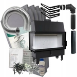 Kominek wkład narożny Defro Home Impuls LA BL i zestaw do montażu zabudowy