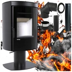 Piec kominkowy wolnostojący stalowy 6 kW Defro Ceres Top Przyłącze Zestaw